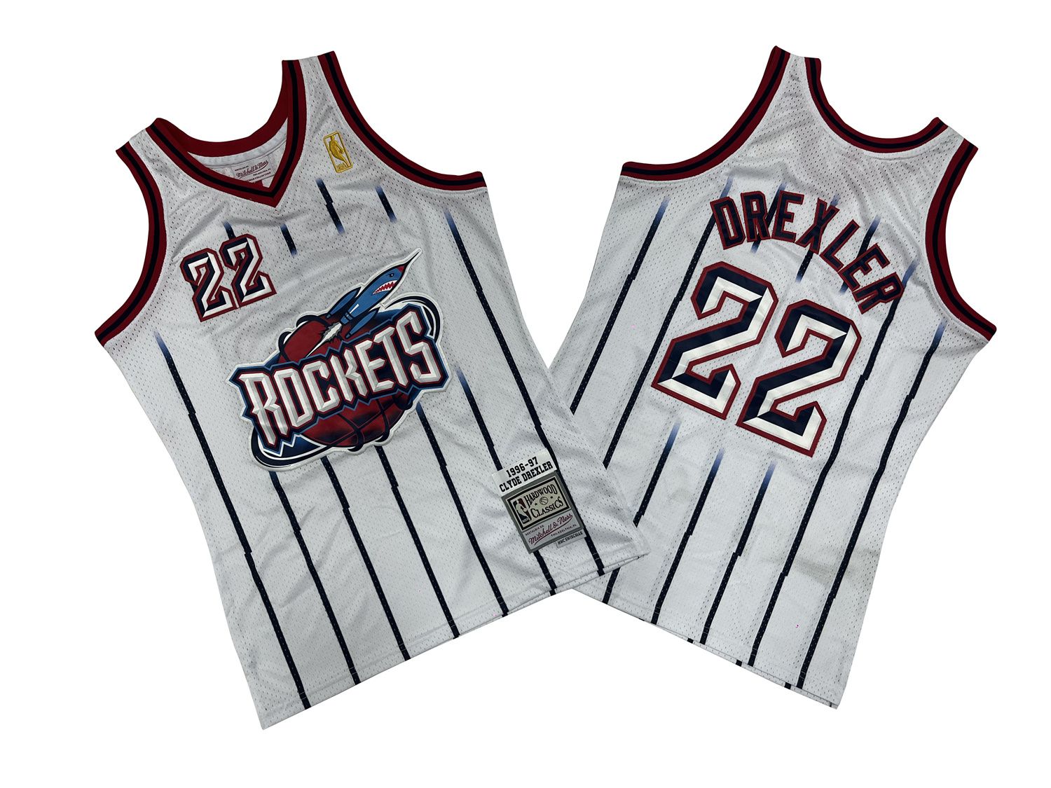 Men Houston Rockets #22 Drexler White Throwback NBA Jersey